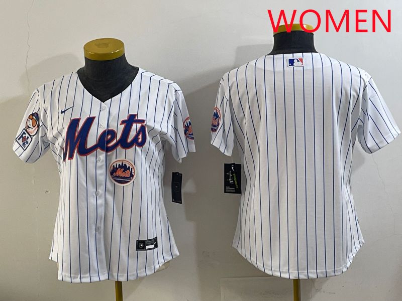 Women New York Mets Blank White Stripe Game 2025 Nike MLB Jersey style 7